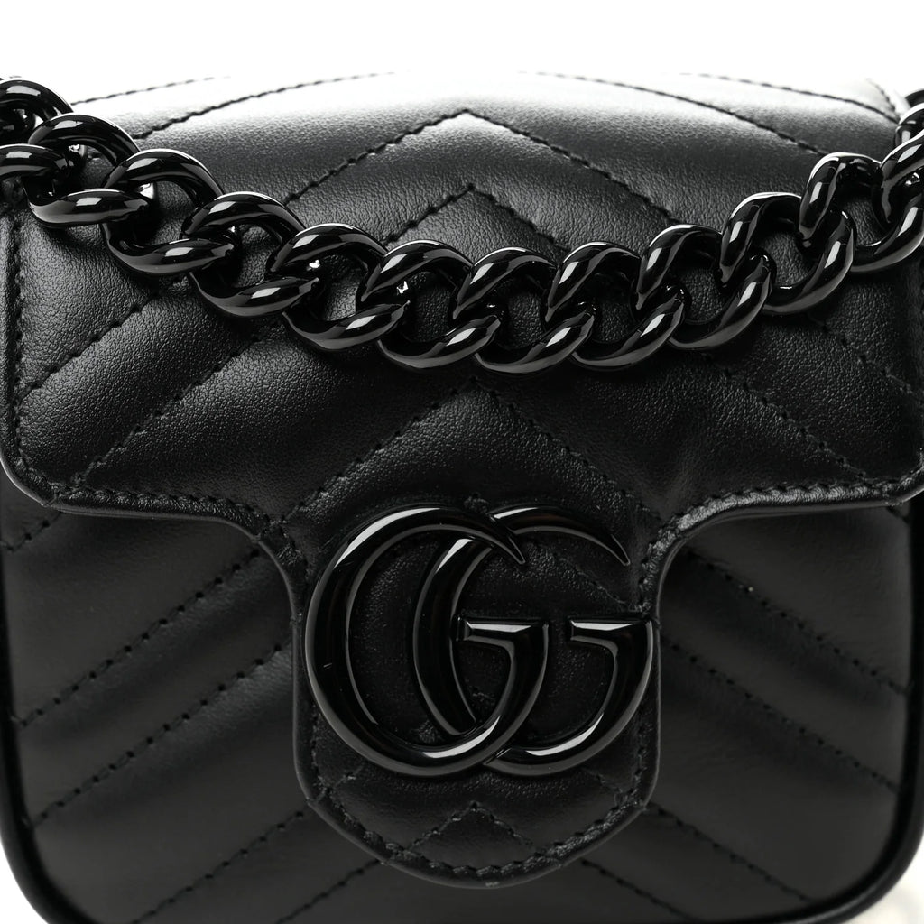Gucci GG Marmont Matelassé Monochrome Chain Mini Belt Bag - Calfskin