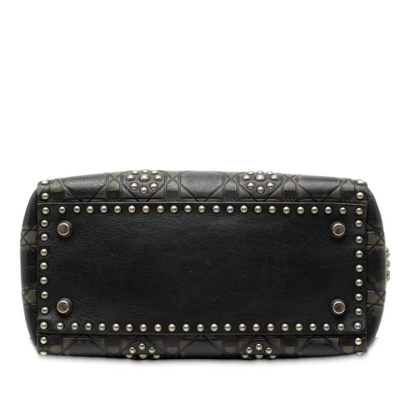 Dior Lady Dior Studded Black Gray Calfskin Shoulder Bag – Pre-Owned