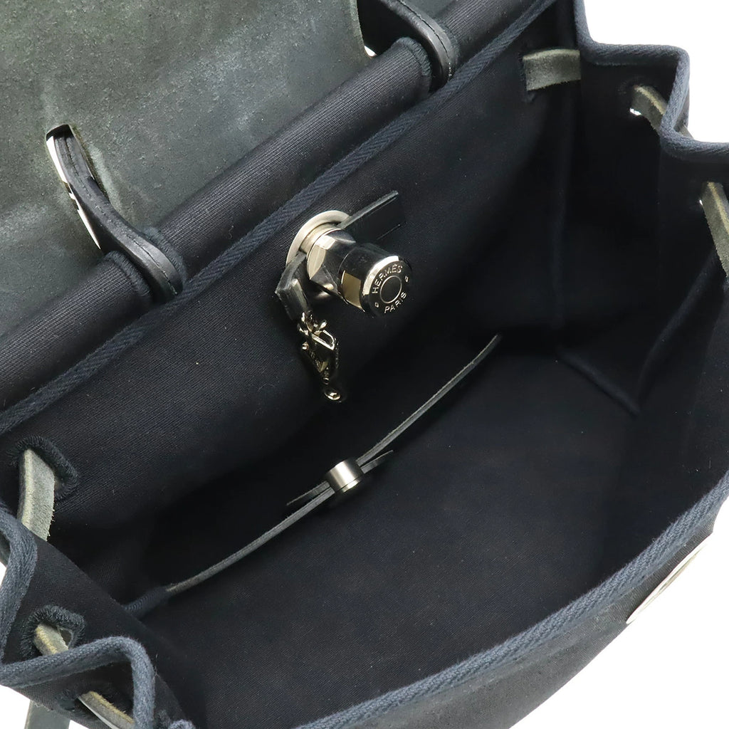 Hermès Airbag Ad PM Backpack/Handbag Black Toile Officier Leather – G Stamp