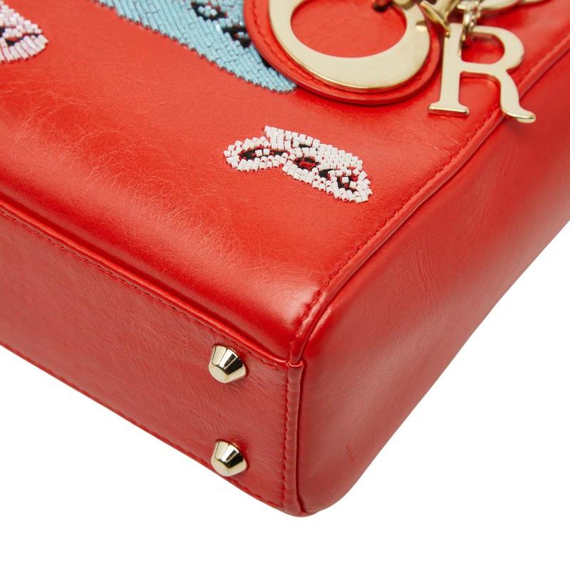Christian Dior Lady Dior Mini Cannage Handbag in Red Leather – Pre-Owned