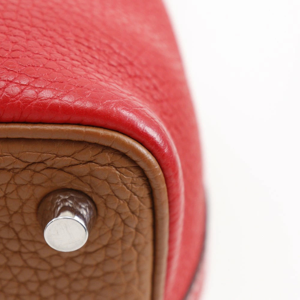 Hermès Picotin Lock Kazak 18 Two-Tone Taurillon Clemence Leather Handbag – Brown & Red – Pre-Owned