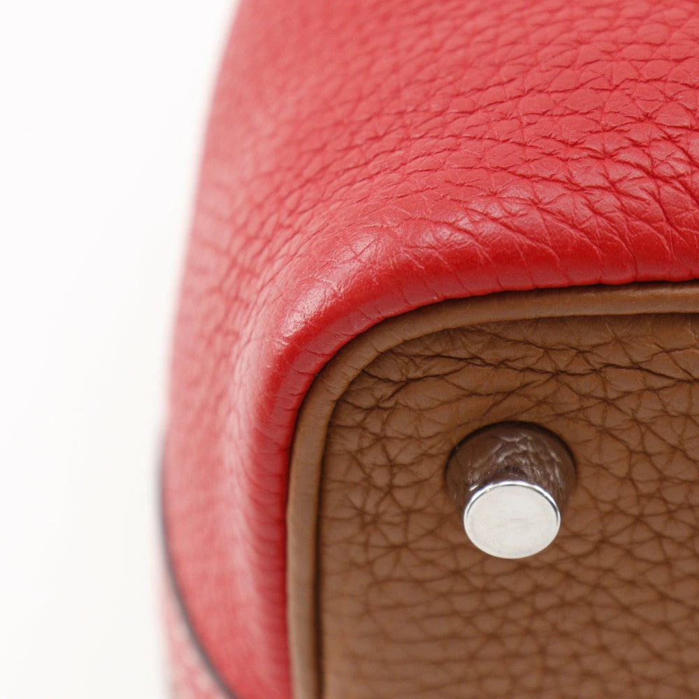 Hermès Picotin Lock Kazak 18 Two-Tone Taurillon Clemence Leather Handbag – Brown & Red – Pre-Owned