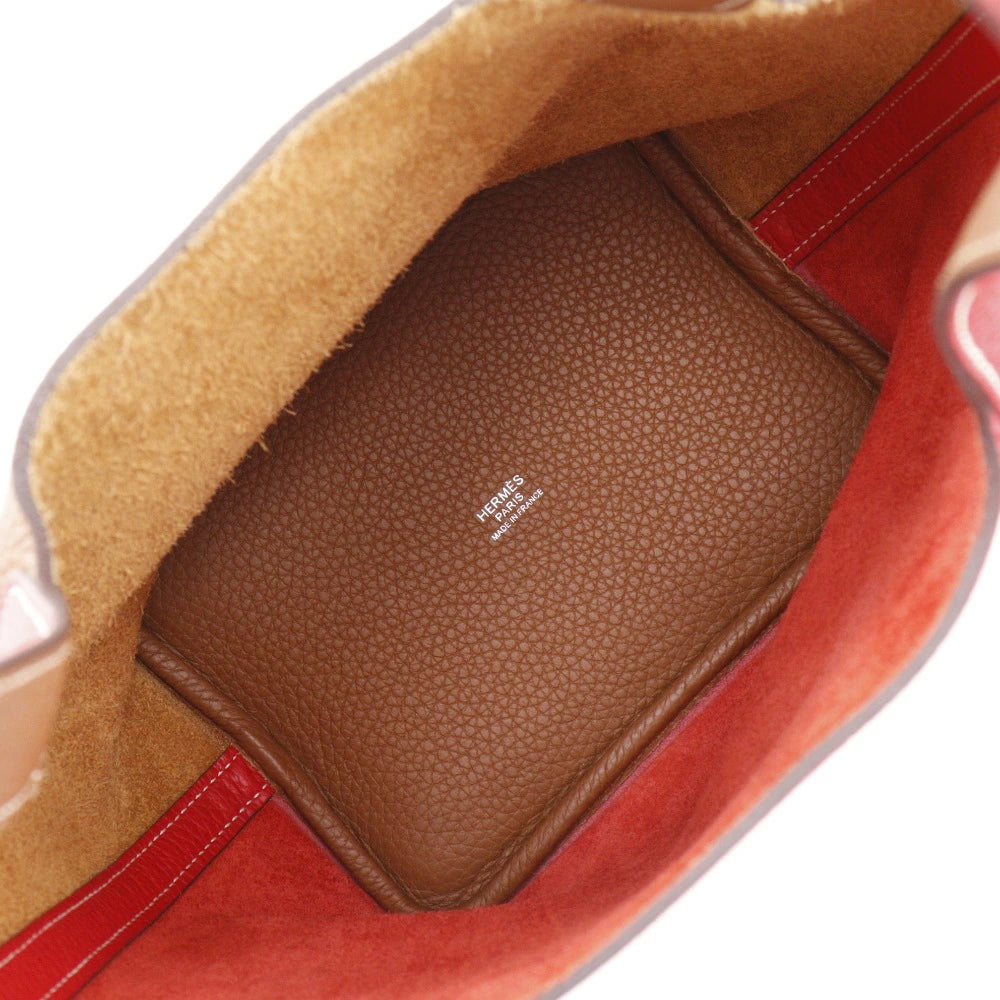 Hermès Picotin Lock Kazak 18 Two-Tone Taurillon Clemence Leather Handbag – Brown & Red – Pre-Owned