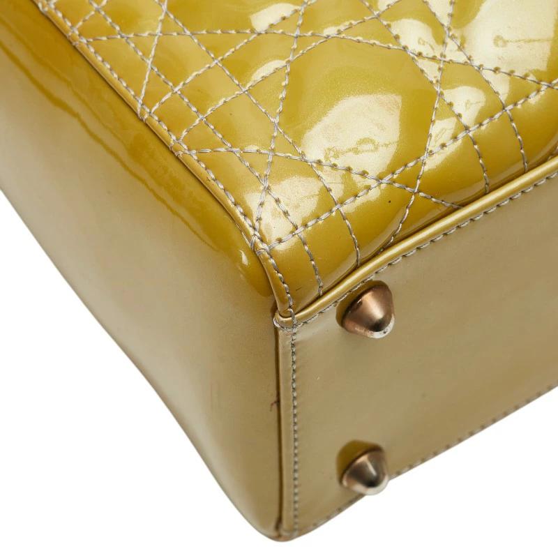 Christian Dior Lady Dior Large Cannage Handbag in Yellow Patent Leather – Pre-Owned