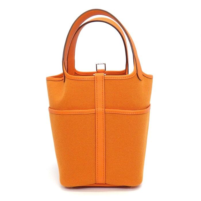 Hermès Picotin Lock PM Cargo Orange Toile Goélan Swift Bag with Palladium Hardware – 2023 Pre-Owned