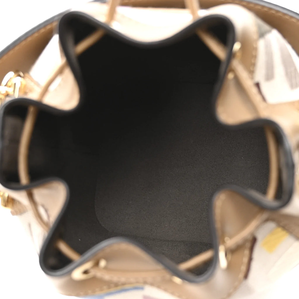 FENDI - Canvas Vitello King  Mini Mon Tresor Bucket Bag Dusty Mauve Cappuccino Multicolo