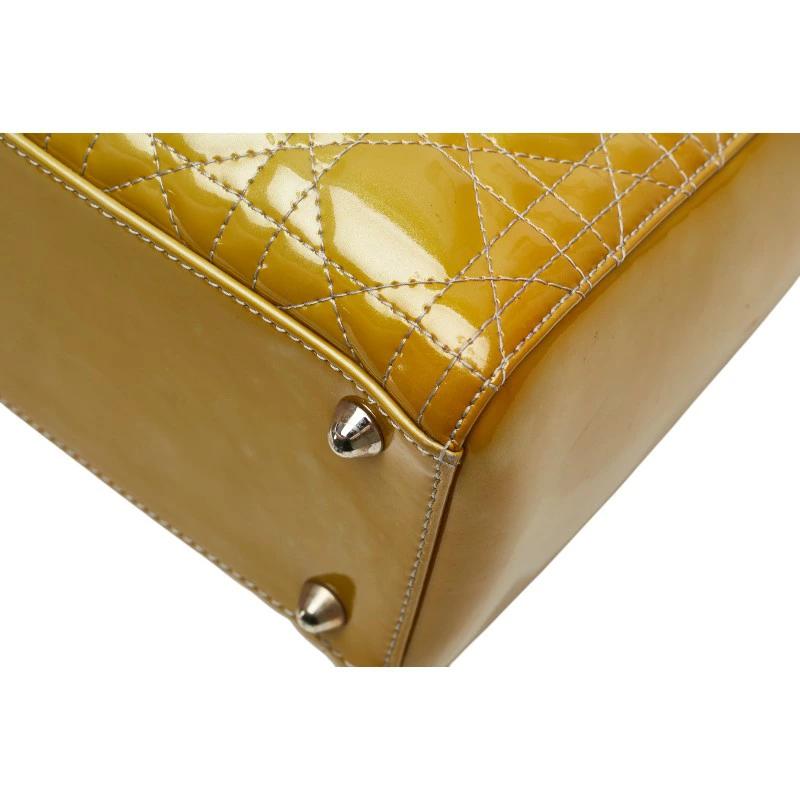 Christian Dior Lady Dior Large Cannage Handbag in Yellow Patent Leather – Pre-Owned