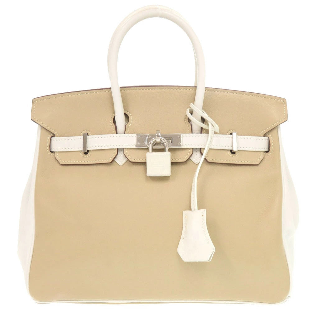 Hermès Birkin 25 HSS Swift Leather Beige & White – Silver Hardware – O Stamp (2011) – Pre-Owned