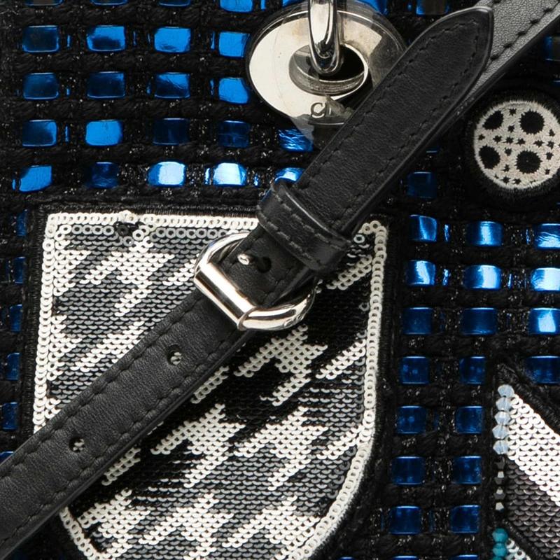 Christian Dior Diorissimo 2-Way Handbag in Black & Blue Leather and Canvas – Pre-Owned