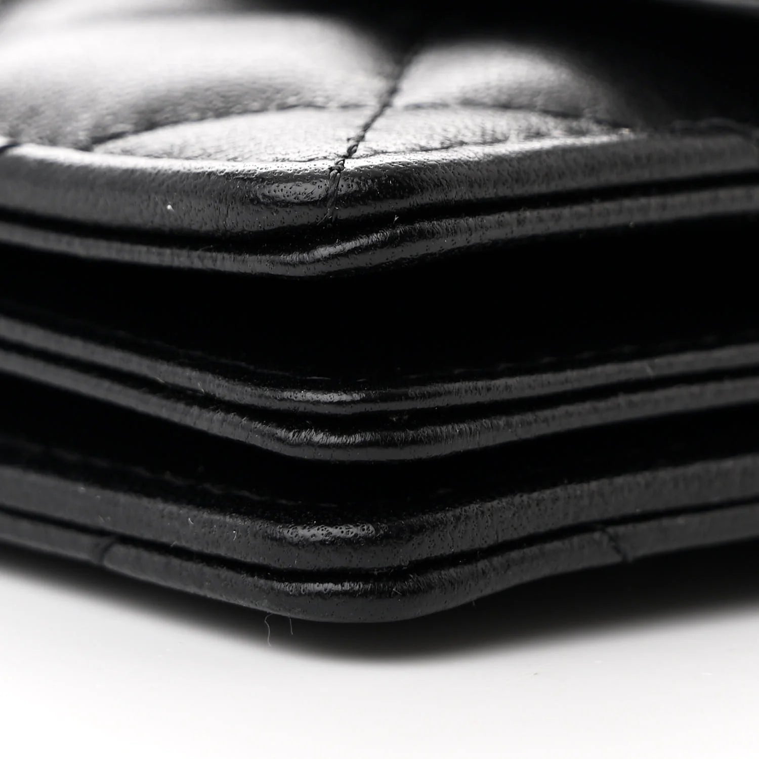 Chanel Black Lambskin Quilted Camellia Card Holder On Chain – Gold Hardware – Excellent Condition