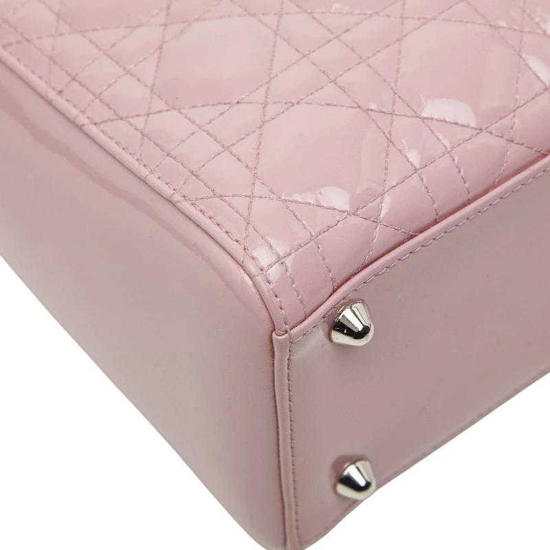 Christian Dior Lady Dior Large Cannage Handbag in Pink Patent Leather – Pre-Owned