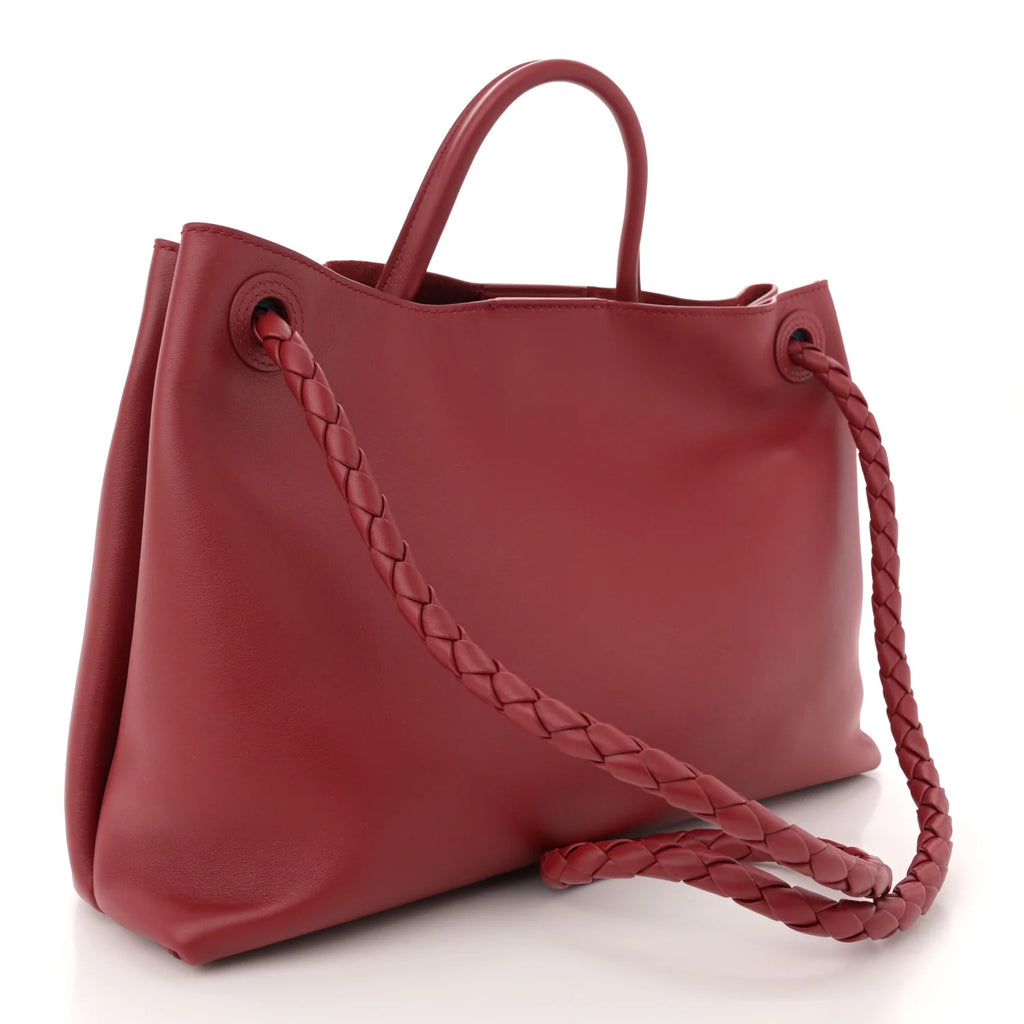 Bottega Veneta - Silky Calfskin Medium Andiamo Shoulder Bag Rosewood Space