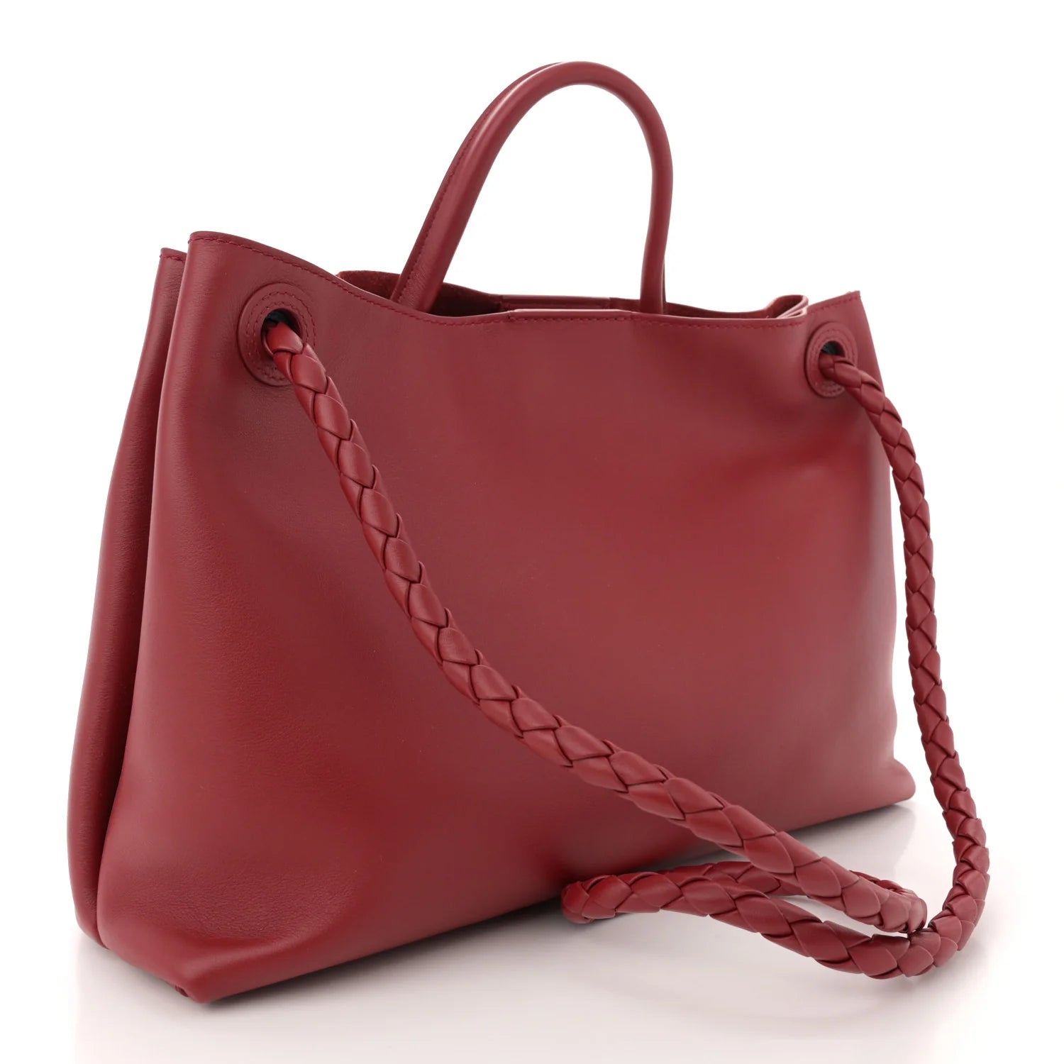Bottega Veneta - Silky Calfskin Medium Andiamo Shoulder Bag Rosewood Space