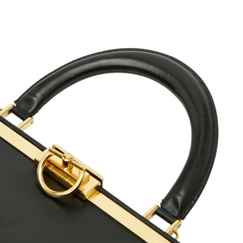 Dior Black Leather Logo Formal Handbag – Pre-Owned