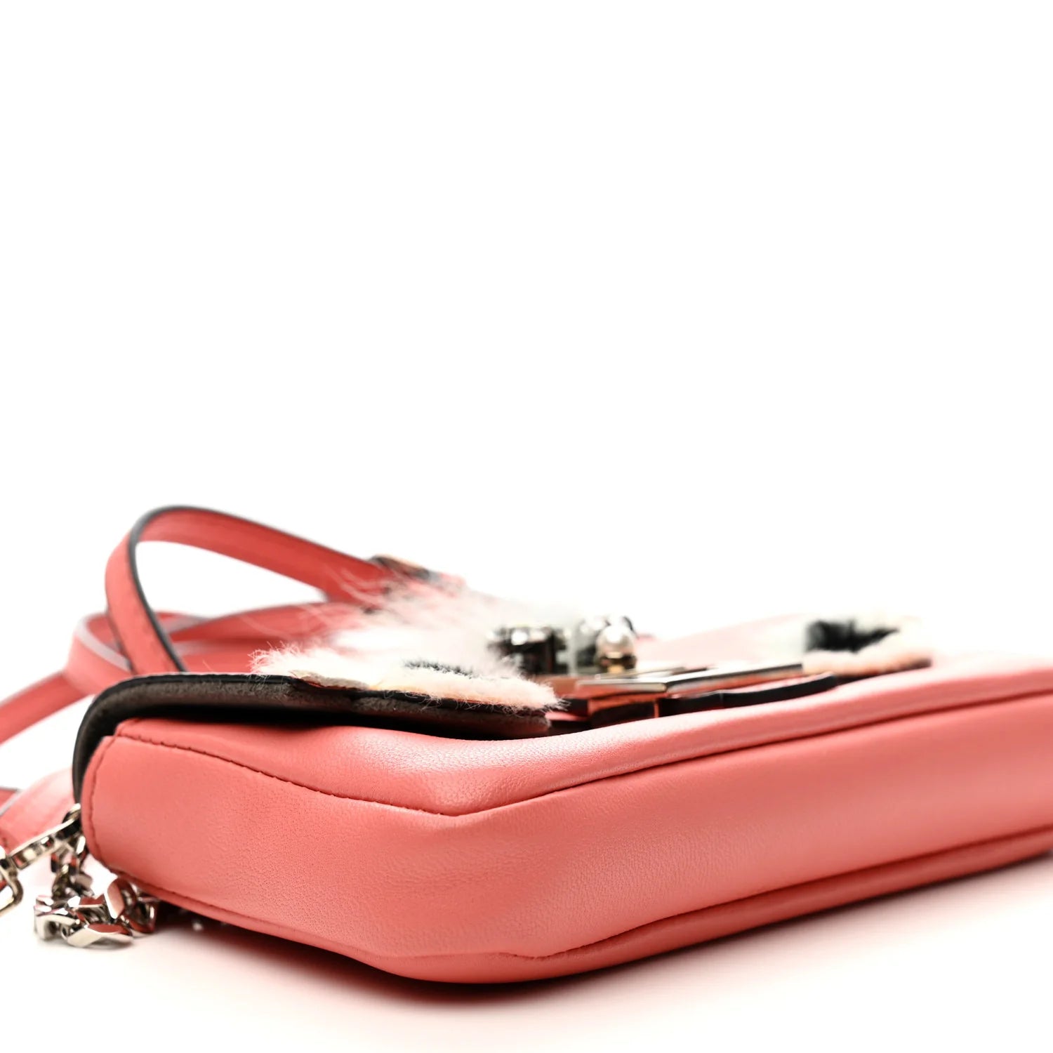 Fendi Baguette - Nappa Rabbit Fox Fur Micro Buggie Baguette Coral