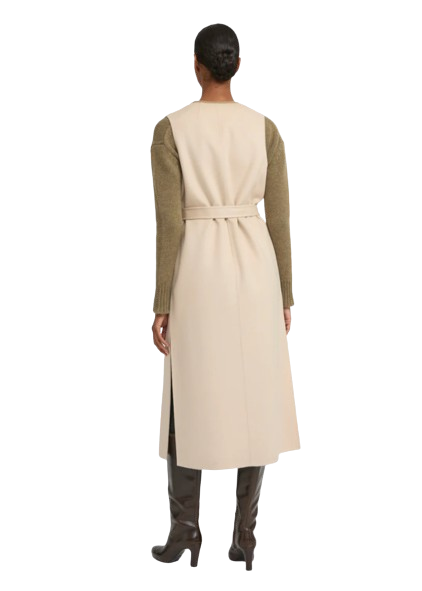 LONG CASHMERE WOOL CARDIGAN | YVES SALOMON LUXURY BEIGE OUTERWEAR