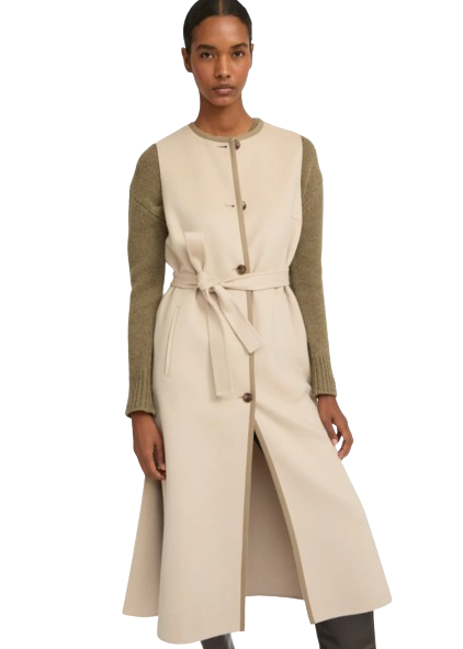 LONG CASHMERE WOOL CARDIGAN | YVES SALOMON LUXURY BEIGE OUTERWEAR