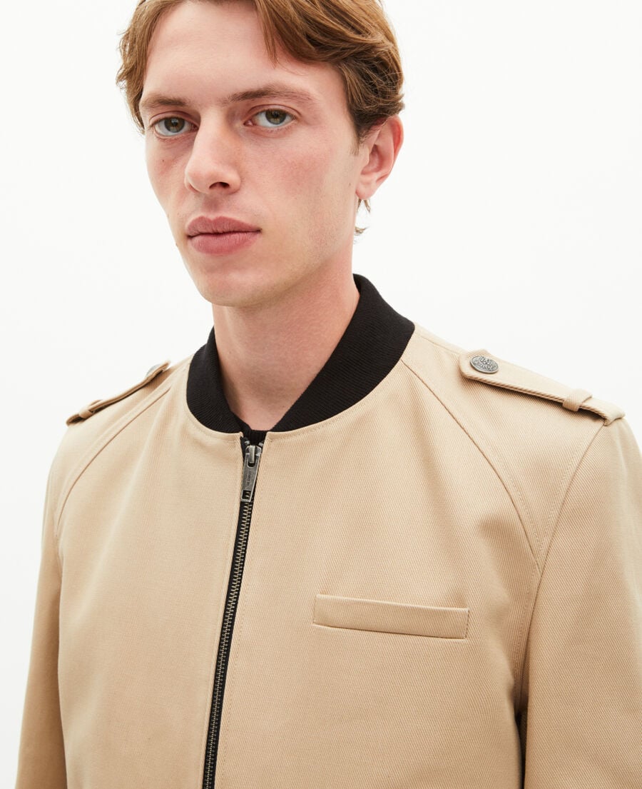 MEN’S BEIGE COTTON TEDDY JACKET | THE KOOPLES – MODERN VARSITY STYLE