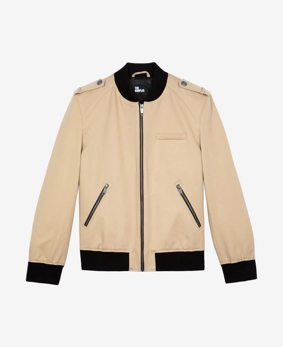 MEN’S BEIGE COTTON TEDDY JACKET | THE KOOPLES – MODERN VARSITY STYLE