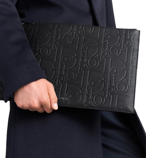 DIOR A4 POUCH BLACK DIOR GRAVITY LEATHER | LUXURY DESIGNER POUCH