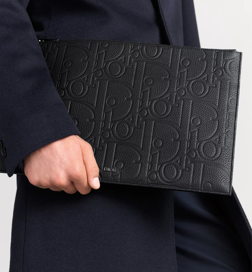 DIOR A4 POUCH BLACK DIOR GRAVITY LEATHER | LUXURY DESIGNER POUCH