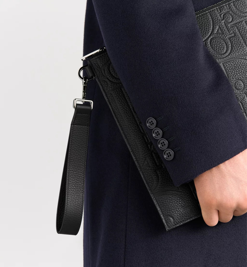 DIOR A4 POUCH BLACK DIOR GRAVITY LEATHER | LUXURY DESIGNER POUCH