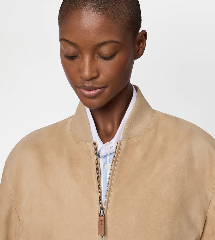 PASHMY SUEDE LEATHER BOMBER JACKET | LUXURY SOFT SUEDE OUTERWEAR