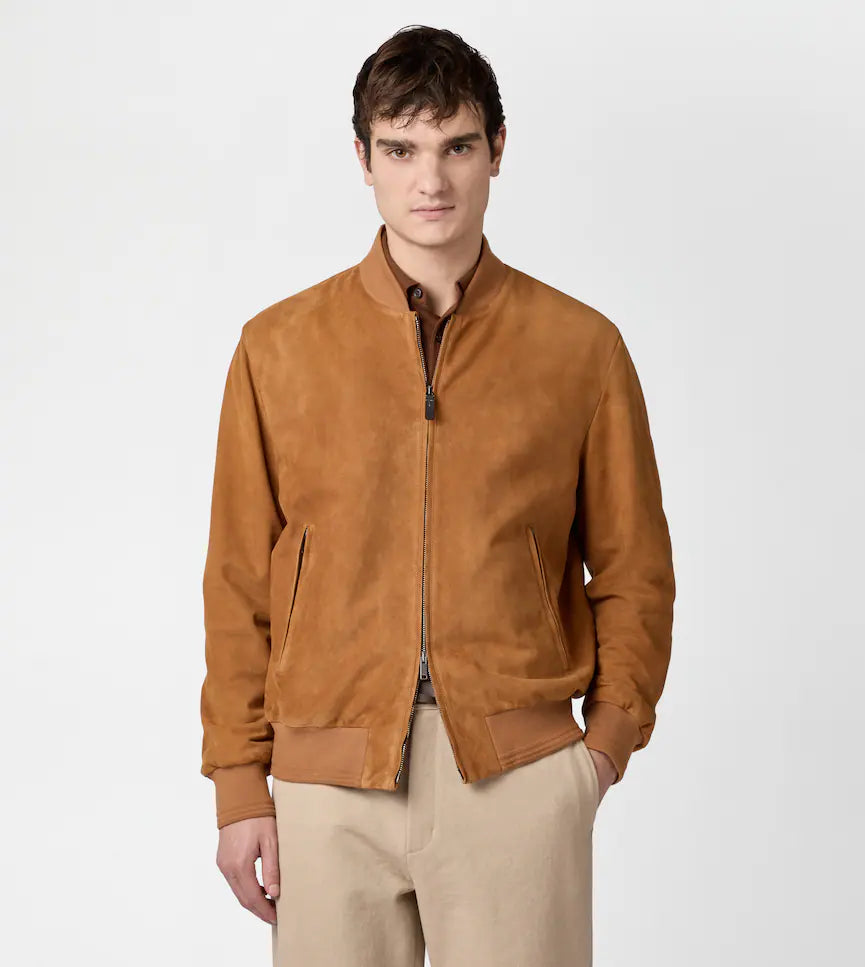 PASHMY SUEDE LEATHER BOMBER JACKET | LUXURY SOFT SUEDE OUTERWEAR