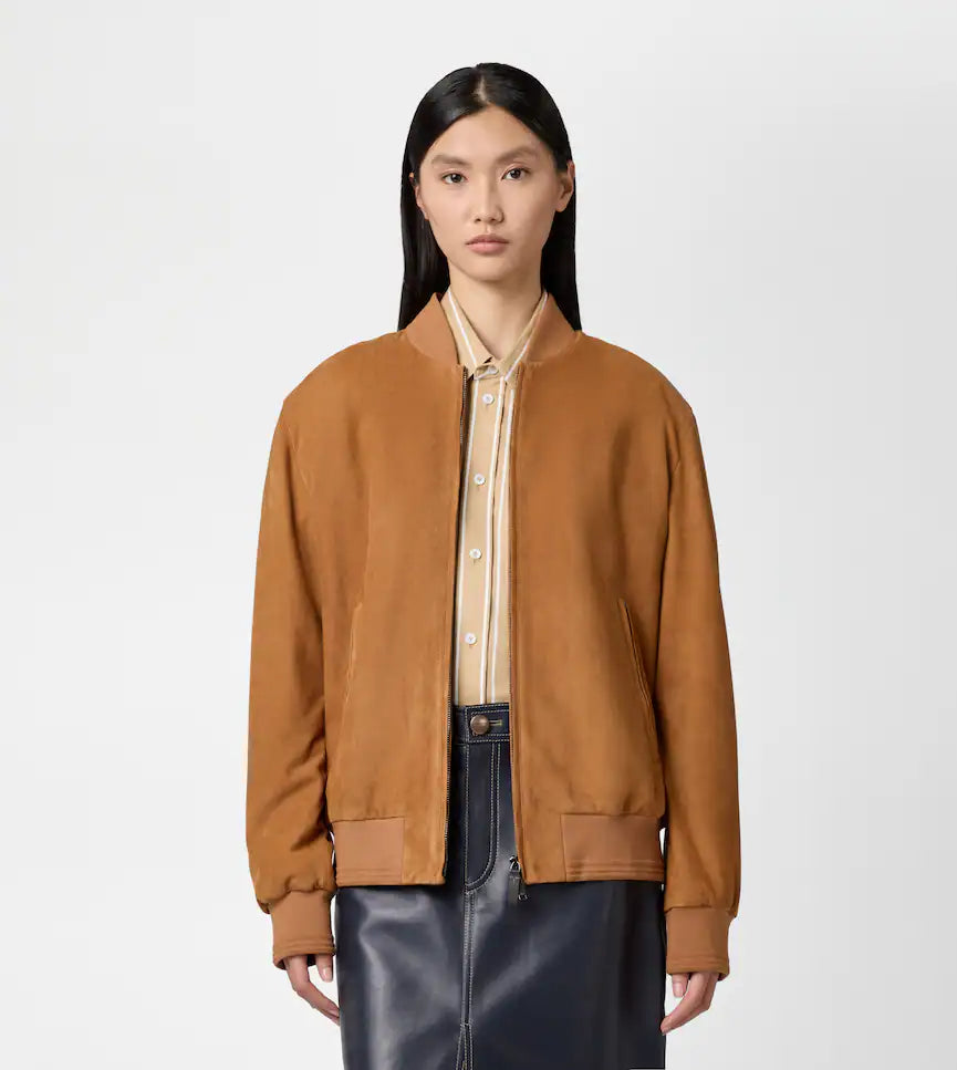 PASHMY SUEDE LEATHER BOMBER JACKET | LUXURY SOFT SUEDE OUTERWEAR