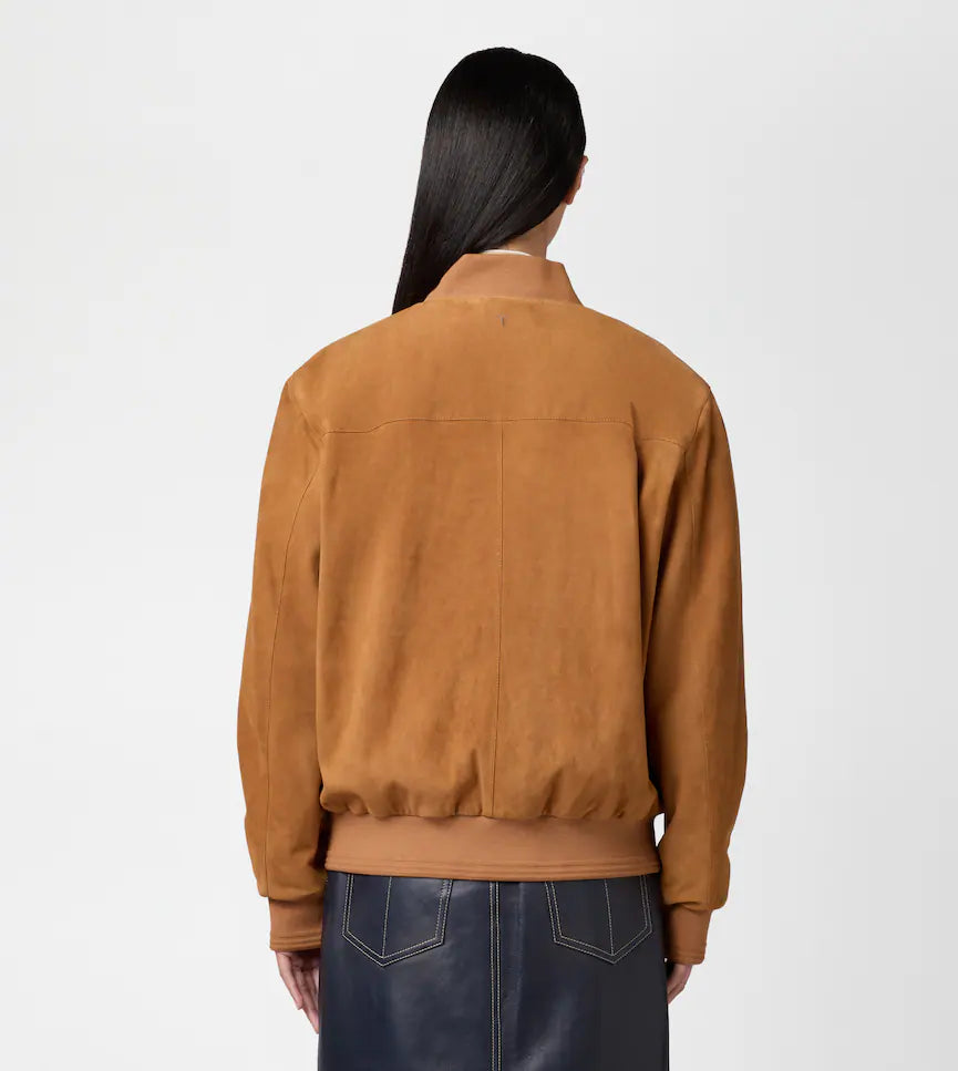 PASHMY SUEDE LEATHER BOMBER JACKET | LUXURY SOFT SUEDE OUTERWEAR