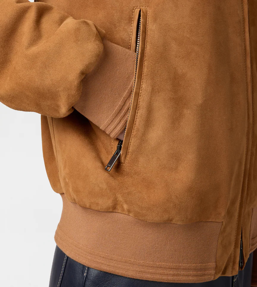PASHMY SUEDE LEATHER BOMBER JACKET | LUXURY SOFT SUEDE OUTERWEAR