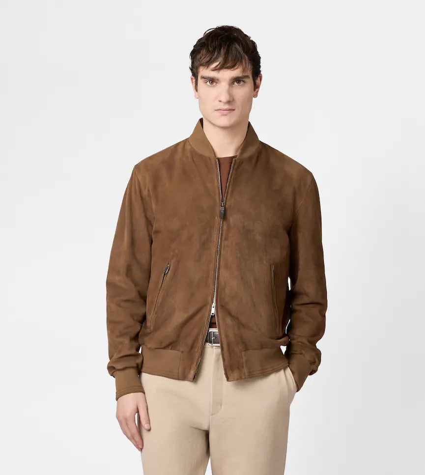 PASHMY SUEDE LEATHER BOMBER JACKET | LUXURY SOFT SUEDE OUTERWEAR