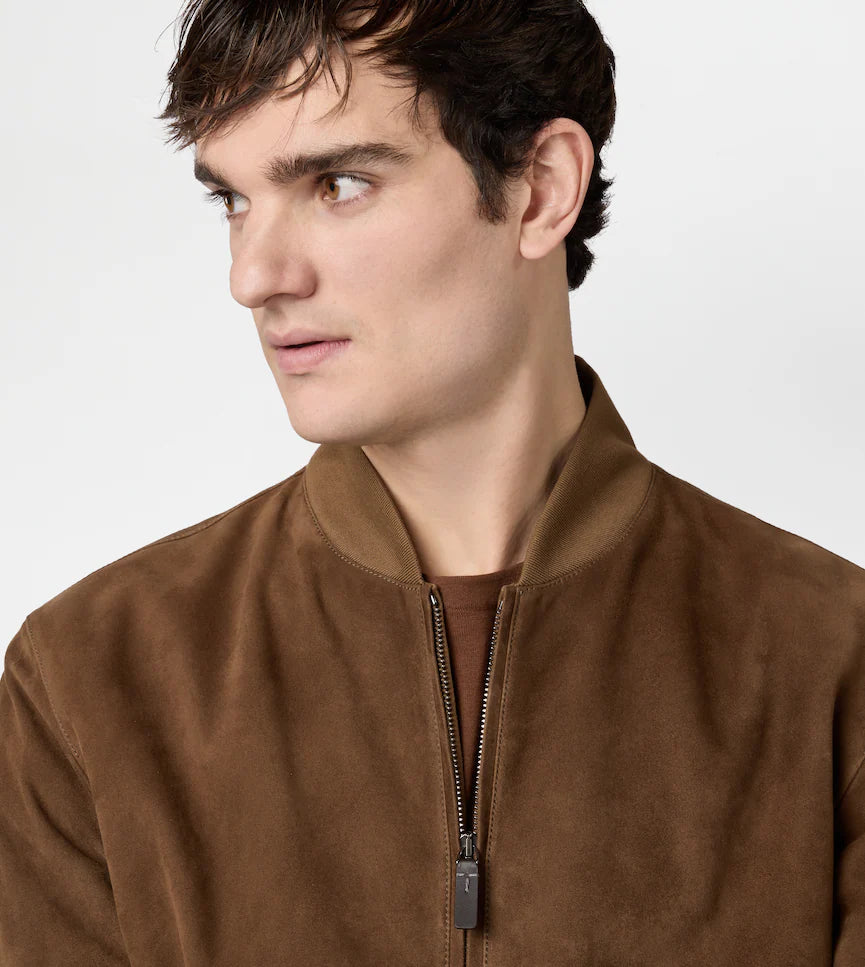 PASHMY SUEDE LEATHER BOMBER JACKET | LUXURY SOFT SUEDE OUTERWEAR