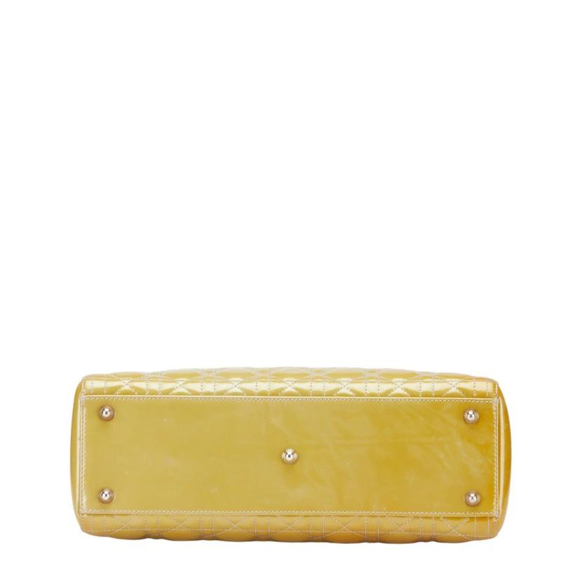 Christian Dior Lady Dior Large Cannage Handbag in Yellow Patent Leather – Pre-Owned