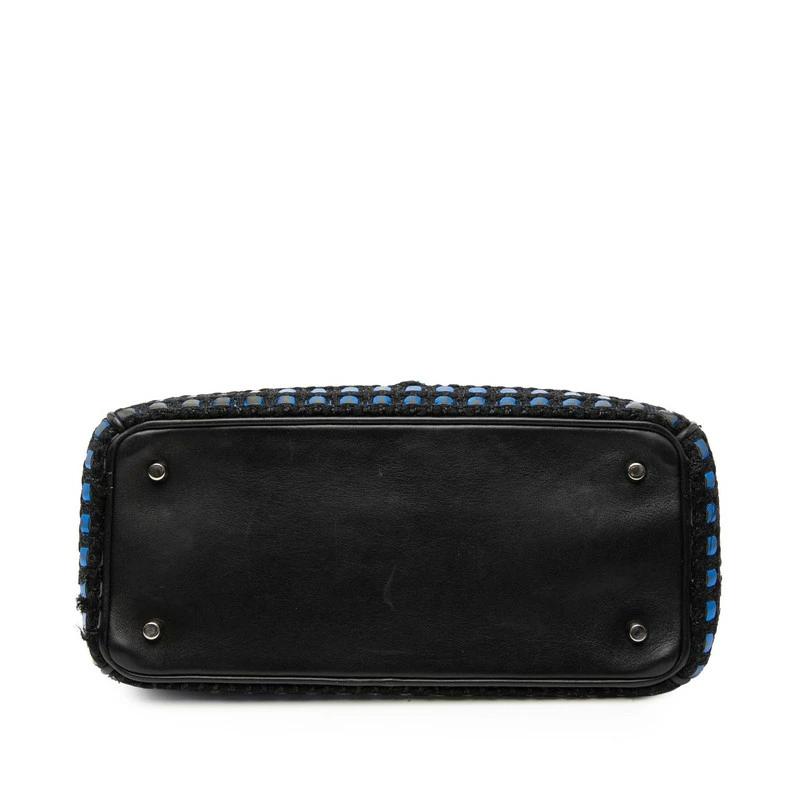 Christian Dior Diorissimo 2-Way Handbag in Black & Blue Leather and Canvas – Pre-Owned