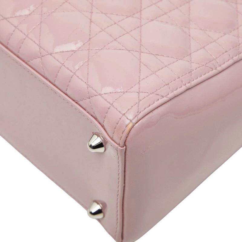 Christian Dior Lady Dior Large Cannage Handbag in Pink Patent Leather – Pre-Owned