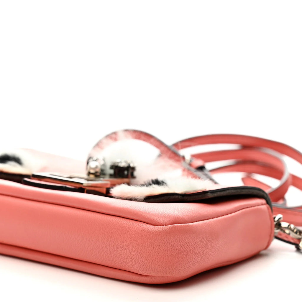 Fendi Baguette - Nappa Rabbit Fox Fur Micro Buggie Baguette Coral