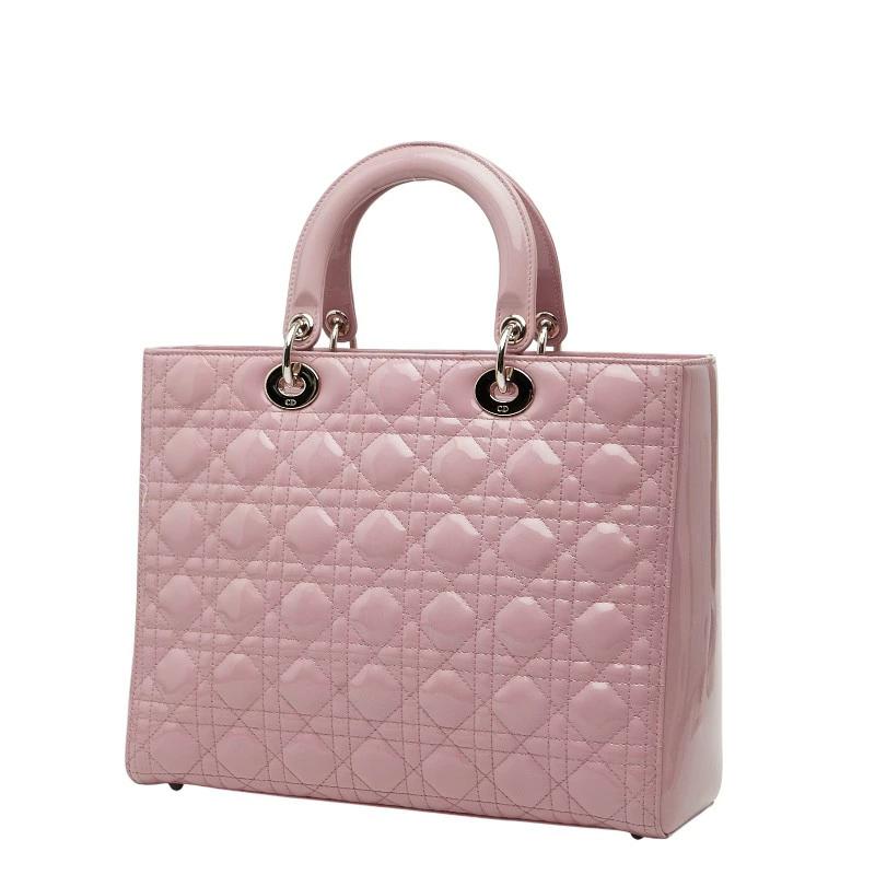Christian Dior Lady Dior Large Cannage Handbag in Pink Patent Leather – Pre-Owned