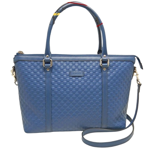 Gucci Micro Guccissima Leather 2-Way Tote Bag 449656 – Blue, Pre-Owned