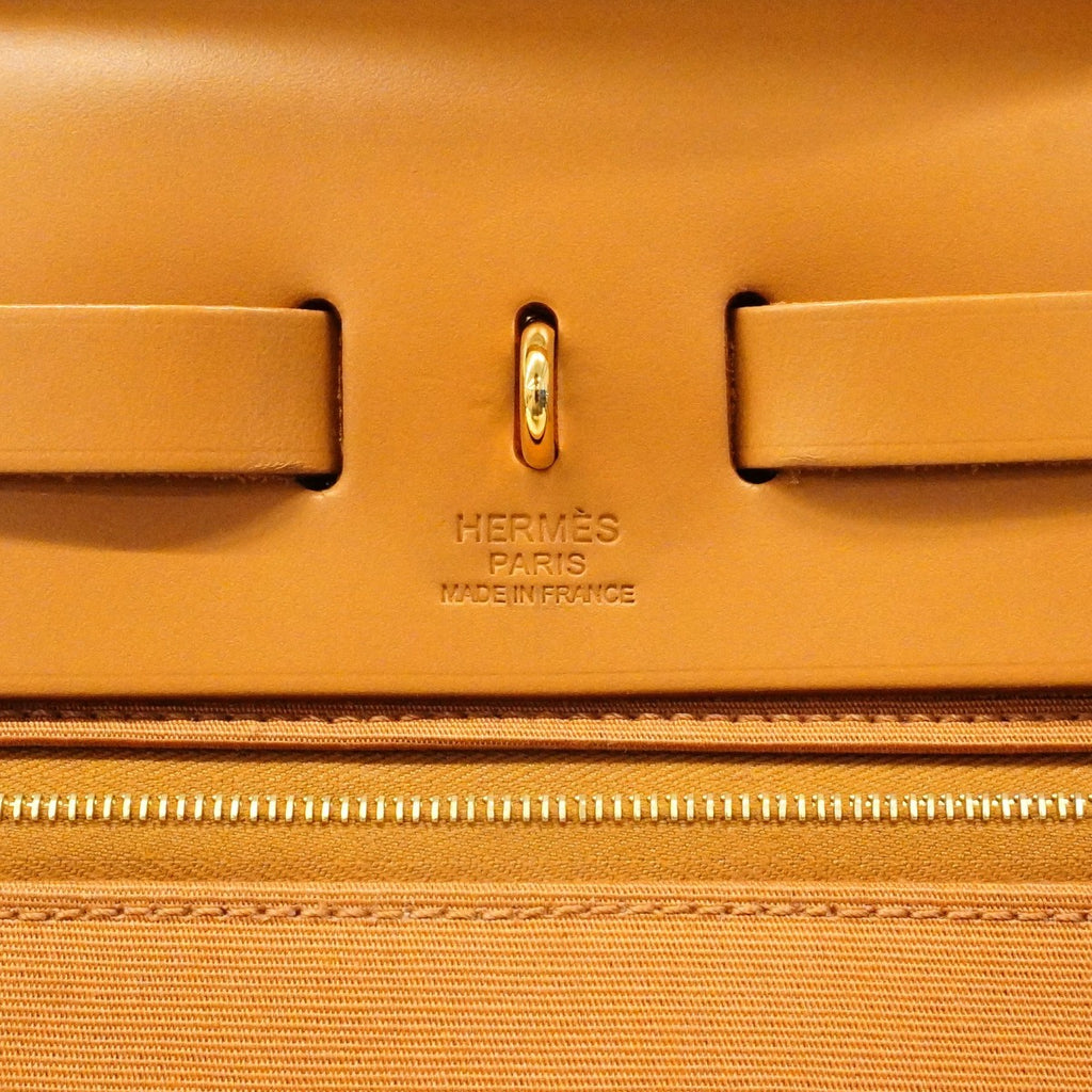 Hermès Herbag Zip PM Toile Officier Natural Leather 2-Way Bag with Gold Hardware – Pre-Owned