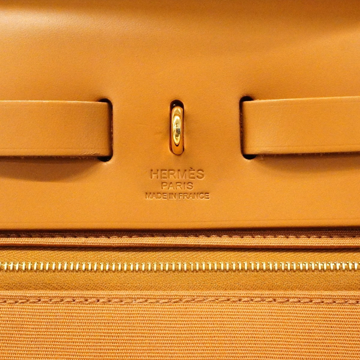 Hermès Herbag Zip PM Toile Officier Natural Leather 2-Way Bag with Gold Hardware – Pre-Owned