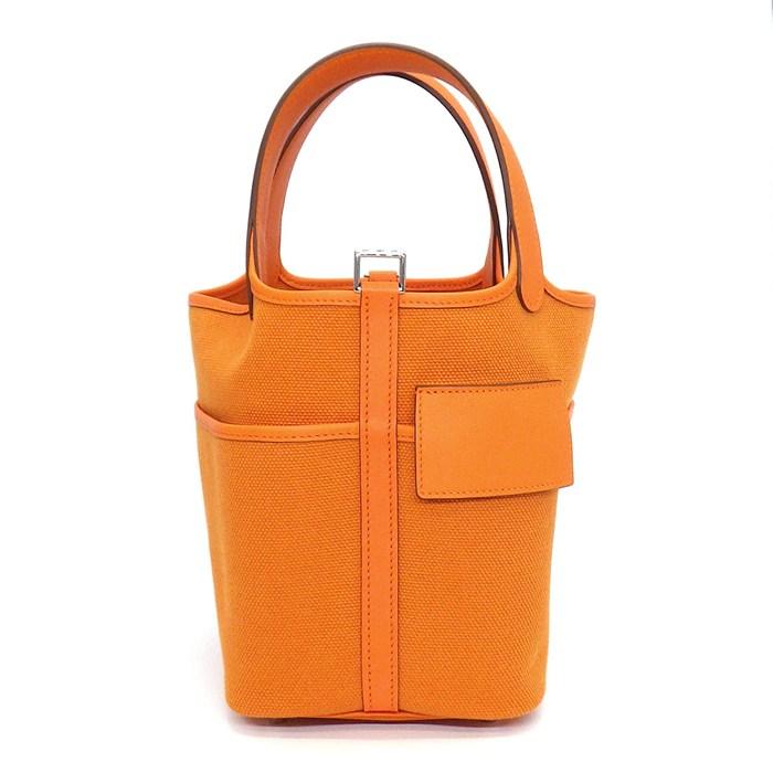 Hermès Picotin Lock PM Cargo Orange Toile Goélan Swift Bag with Palladium Hardware – 2023 Pre-Owned