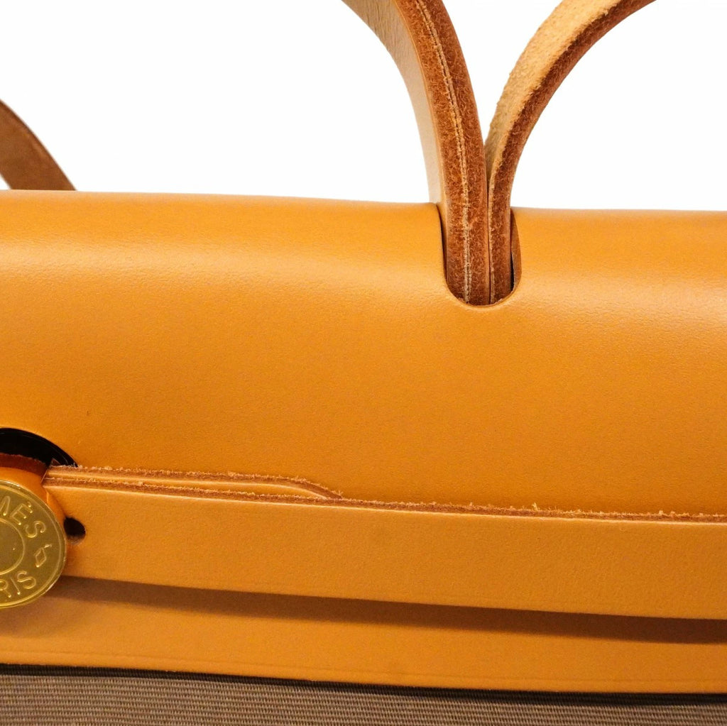 Hermès Herbag Zip PM Toile Officier Natural Leather 2-Way Bag with Gold Hardware – Pre-Owned