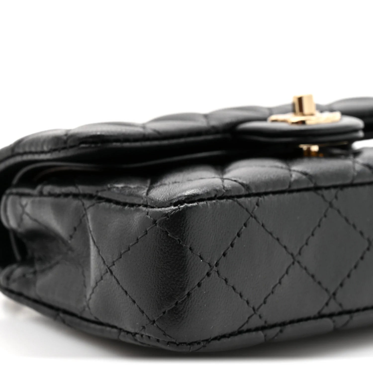 Chanel Black Lambskin Quilted Mini Flap Bag Charm with Gold Hook – Brand New
