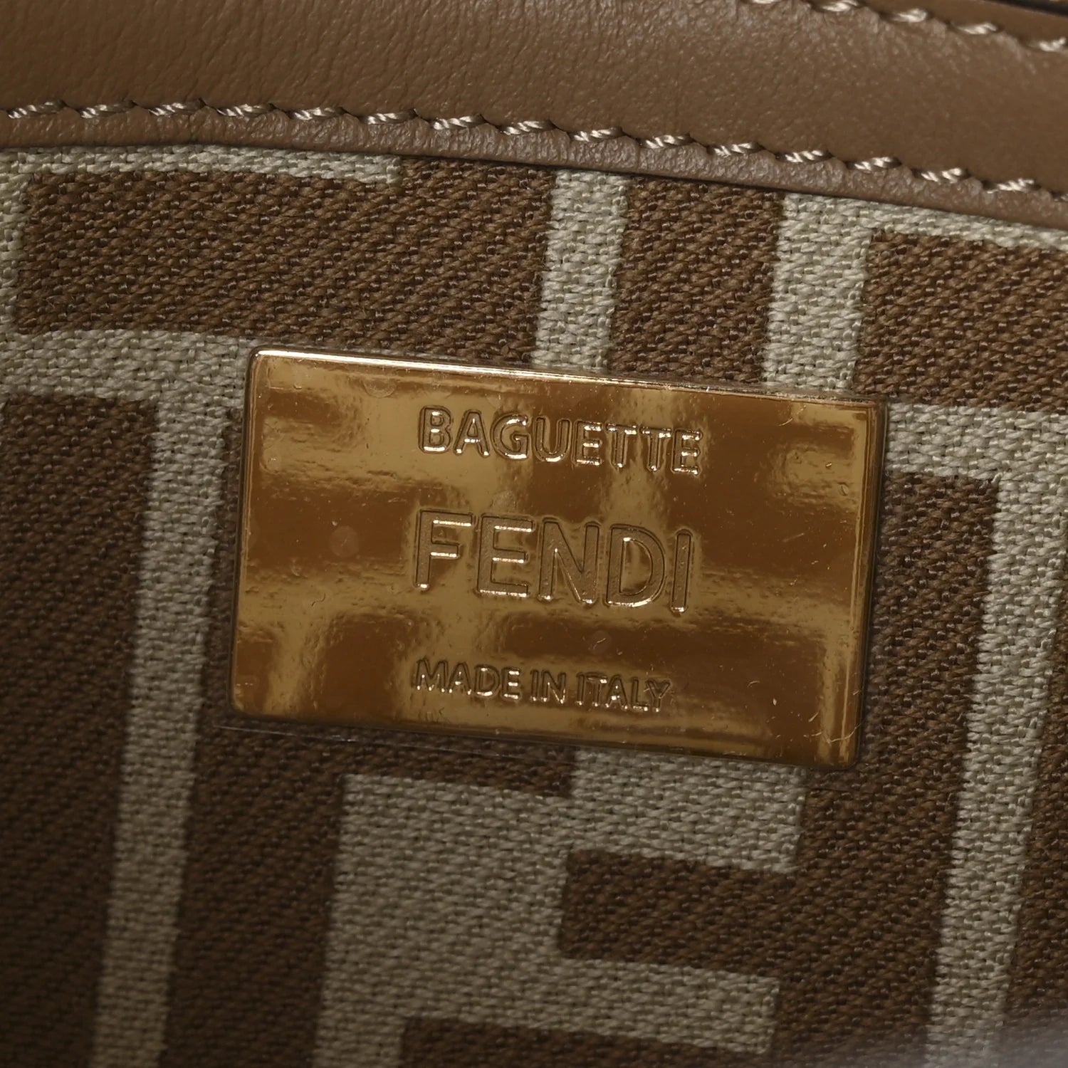 Fendi Baguette - Canvas Pequin Striped Baguette Beige Sand