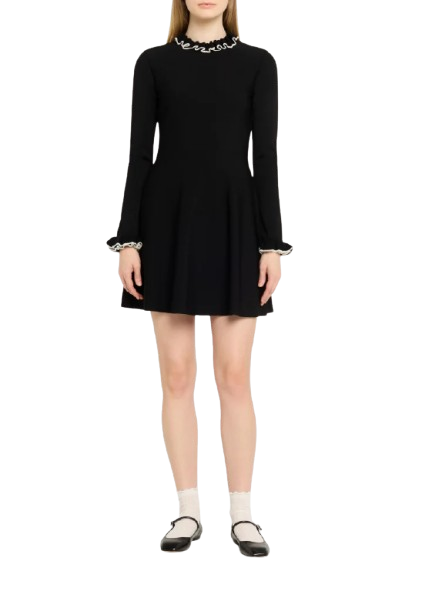 Valentino Garavani Ruffle-Trim Knit Mini Sweater Dress