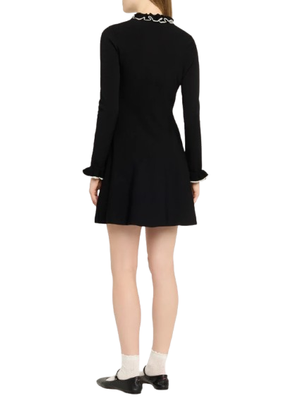 Valentino Garavani Ruffle-Trim Knit Mini Sweater Dress
