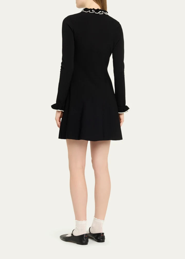 Valentino Garavani Ruffle-Trim Knit Mini Sweater Dress