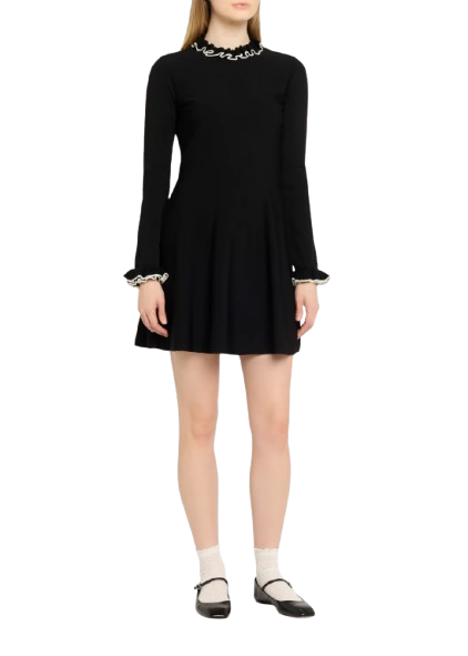 Valentino Garavani Ruffle-Trim Knit Mini Sweater Dress
