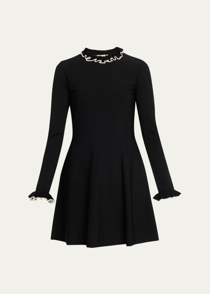 Valentino Garavani Ruffle-Trim Knit Mini Sweater Dress
